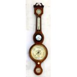 A VICTORIAN MAHOGANY AND LINE INLAID BAROMETER, 96CM H