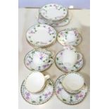 A SHELLEY DUKE TEA SERVICE IN THE VIOLET PATTERN, PRINTED MARK PAINTED 10705, CIRCA 1915