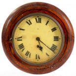 A GERMAN STAINED WOOD WALL TIMEPIECE THE PAINTED DIAL WITH CROSSED ARROWS TRADEMARK, 31CM DIAM,