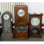 A W.H. BAILEY & CO LTD MANCHESTER CAST IRON PILLAR SHAPED TIME RECORDING FACTORY CLOCK OF DOMED FORM