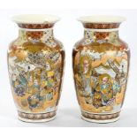 A PAIR OF JAPANESE SATSUMA EARTHENWARE VASES, 25CM H, CIRCA 1900