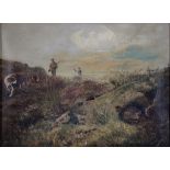 VICTORIAN SCHOOL - A SPORTSMAN ON A GROUSE MOOR, INDISTINCTLY SIGNED A S..., OIL ON CANVAS, 18CM X