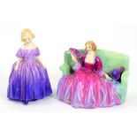 TWO ROYAL DOULTON FIGURES OF SWEET AND TWENTY AND MARIE 9CM AND 12CM H, PRINTED MARK PAINTED