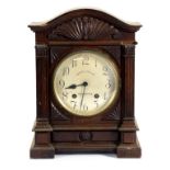 A GERMAN OAK CLOCK THE PAINTED DIAL INSCRIBED ALFRED PEGLER SOUTHAMPTON, THE LENZKIRCH MOVEMENT WITH