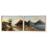 COLONIAL (?) SCHOOL, 19TH CENTURY, MOUNTAINOUS LANDSCAPES, A PAIR, BOTH SIGNED WITH INITIALS G.R,