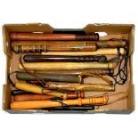 A COLLECTION OF MAINLY BEECH TRUNCHEONS INCLUDING A 1953 CORONATION COMMEMORATIVE TRUNCHEON