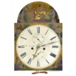 A VICTORIAN THIRTY HOUR LONGCASE CLOCK MOVEMENT WITH BREAK ARCHED AND PAINTED DIAL, INSCRIBED