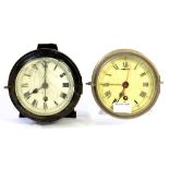 TWO GPO WALL TIMEPIECES, ONE WITH PAINTED DIAL WITH REGULATION AND RED PAINTED CENTRE SECONDS IN