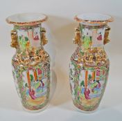 A pair of  late 19th century Canton vases,