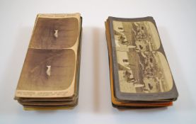 A collection of fifty four stereoscopic cards, views, foreign,