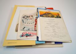 A collection of shipping menus and ephemera from Cunard Union-Castle USA line,