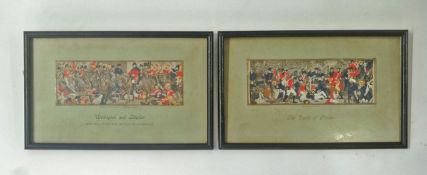 A pair of Stevengraph pictures of Wellington and Blucker and The Death of Nelson, each 6cm x 17cm,