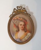 An early 20th century German porcelain plaque of Princess Lamballe,