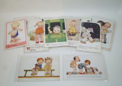 A collection of twenty one Mabel Lucie Attwell postcards including a novelty pull out card