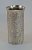 A samorodok finished beaker vase, stamped 'Sterling Silver', 14 cm high, 425 g (13.