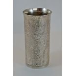 A samorodok finished beaker vase, stamped 'Sterling Silver', 14 cm high, 425 g (13.