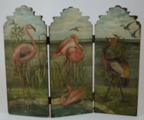 A late 19th century three fold table screen, in aesthetic style,
