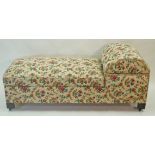 A mid 20th century chaise longue ottoman on casters, 62cm high, 151cm wide,