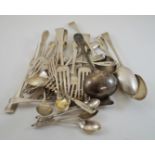 A collection of silver flatware, mainly antique,