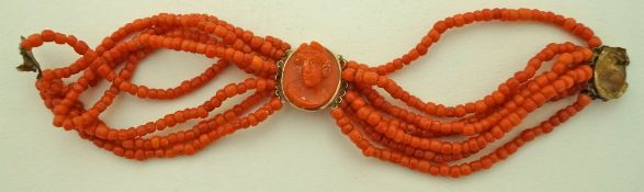 A Victorian coral bracelet;