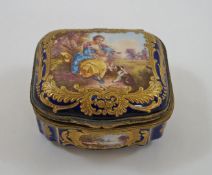 A  late 19th century Sevres style box and cover with gilt metal mounts,