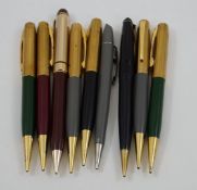 A collection of propelling pencils, including Burnham,