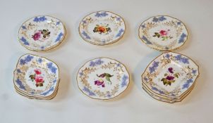 An H & R Daniel desert service painted with flowers, comprising of eight plates,