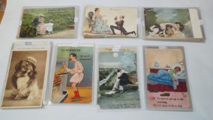 A collection of forty early 20th century postcards including humour