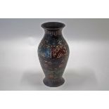 A Japanese champ levre vase with six bands of stylised decoration,