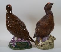 Two Royal Doulton whiskey decanters in the form of Grouse,