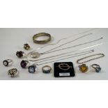 A collection of silver and silver coloured  jewellery,