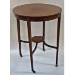 An Edwardian mahogany round occasional table on turned tapering legs, 73cm high,