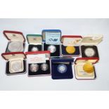 Nine various silver proof coins,