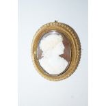 A Victorian shell cameo brooch, of a classical female in profile to a bead and wire work frame, 5.