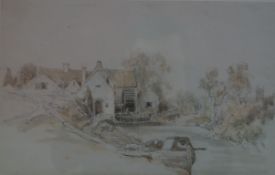 William Paunton (fl. 1840 - 1875)
Watermill and barge
Pencil and wash
22.2cm x 36.