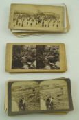 A collection of forty five stereo cards including views,