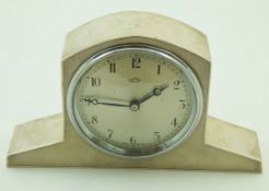A rare Art Deco silver mounted electric mantle or desk clock,