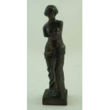 A bronze figure of Venus De Milo on square plinth,