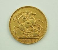 A 1905 full gold sovereign