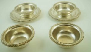 A set of six silver plated Georgian style dessert plates; with six matching bowls, 18.5 cm and 13.