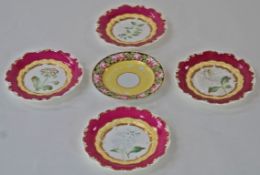 Four botanical dessert plates,