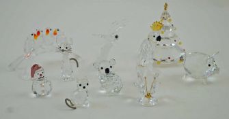 A collection of Swarovski crystal figures comprising of a Christmas tree,