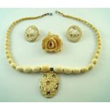A small collection of Victorian ivory jewellery