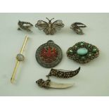 An opal bar brooch,