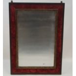 A 19th century style wall mirror with gilt slip and velvet frame, 105cm high,