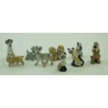 Nine Wade figures from the Lady and the Tramp set, three with printed factory marks in blue,