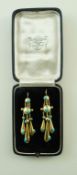 A pair of Victorian gold and turquoise earrings,
