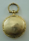 A Victorian gold vinaigrette locket, of circular pocket watch form with engine turned decoration, 3.