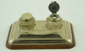 A silver plated ink stand, inscribed 'From the Sergeants Mess 6th Field Battery R.A.
