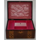 A Victorian walnut and parquetry jewellery box, 26.